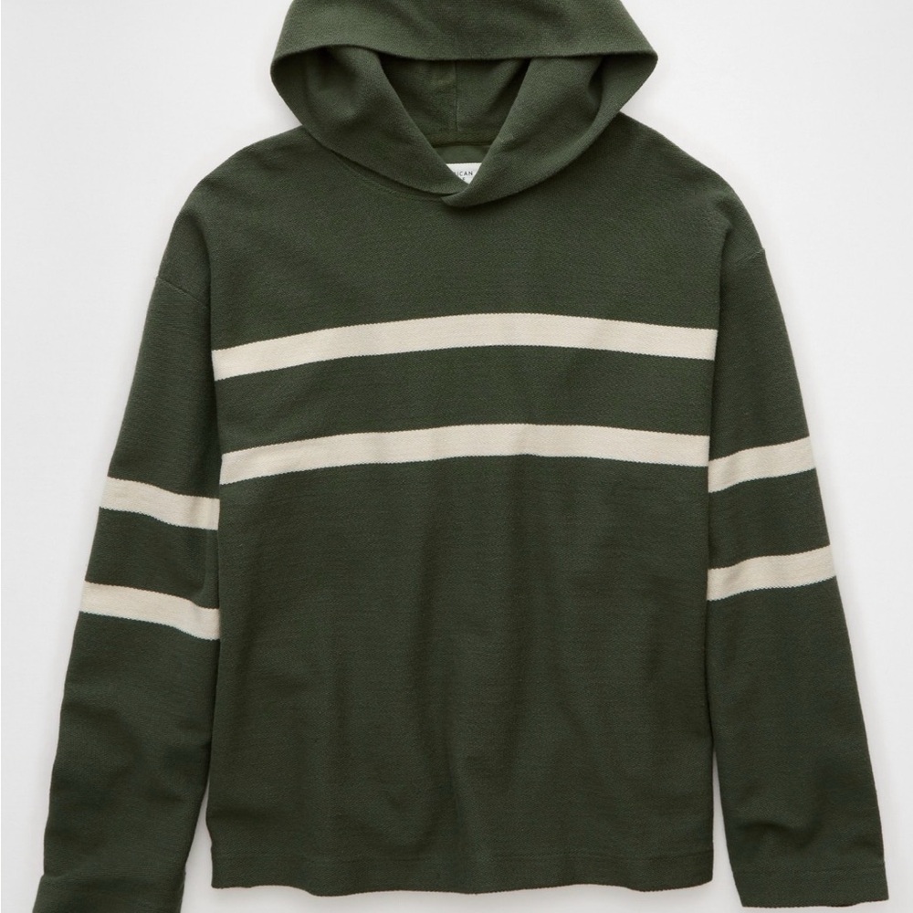 Men's Green Striped Baja Hoodie Shirt